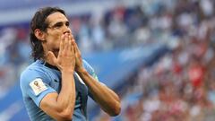 Cavani celebra el 3-0 de Uruguay frente a Rusia.