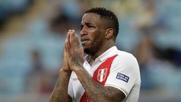 Peru's Jefferson Farfan reacts after the referee annulled his goal against Venezuela during a Copa America Group A soccer match at the Arena do Gremio stadium in Porto Alegre, Brazil, Saturday, June 15, 2019. (AP Photo/Andre Penner)