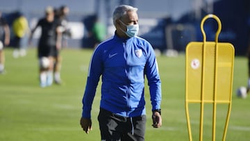 Sergio Pellicer, durante un entrenamiento del M&aacute;laga.