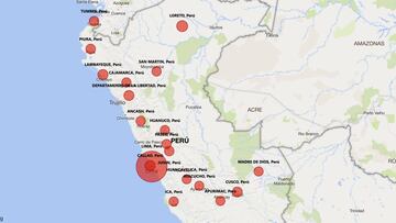 Mapa de casos por coronavirus por departamento en Perú: hoy, 5 de abril