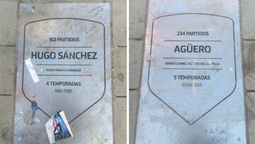 Las placas de Hugo Sánchez y Agüero.