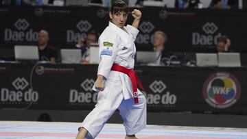 Sandra S&aacute;nchez compite durante la final de kata de los Mundiales de Madrid.