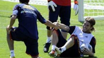 El buen ambiente ha presidido el último entrenamiento de la Selección.