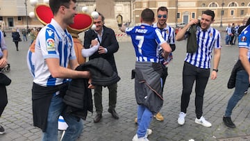 Aperribay saluda en Roma a la afici¨®n de la Real