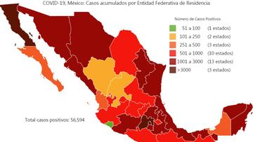 Mapa y casos de coronavirus en México por estados hoy 21 de mayo