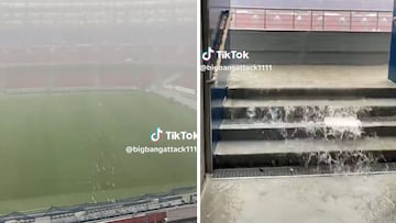 Continúan los problemas para el Barça: se inunda el Spotify Camp Nou con una tormenta de verano