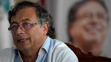 Colombian presidential candidate for the 'Colombia Humana' political party and Historic Pact Coalition, Gustavo Petro, delivers a press conference after a meeting with victims of the Colombian conflict who won a seat in the Congress in the last legislative election, in Bogota on April 5, 2022. (Photo by Raul ARBOLEDA / AFP) (Photo by RAUL ARBOLEDA/AFP via Getty Images)