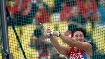 Russia&#039;s Tatyana Lysenko competing during the women&#039;s hammer throw final at the 2013 IAAF World Championships at the Luzhniki stadium in Moscow.