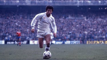 Juanito, en un partido con el Real Madrid en 1982.