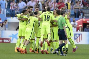 Los jugadores celebran el título de Liga.