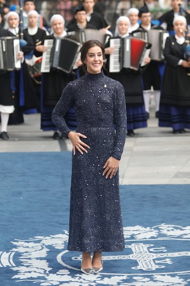 La deportista olímpica de badminton, Carolina Marín, premio Princesa de Asturias de los Deportes 2024, a su llegada al Teatro Campoamor.