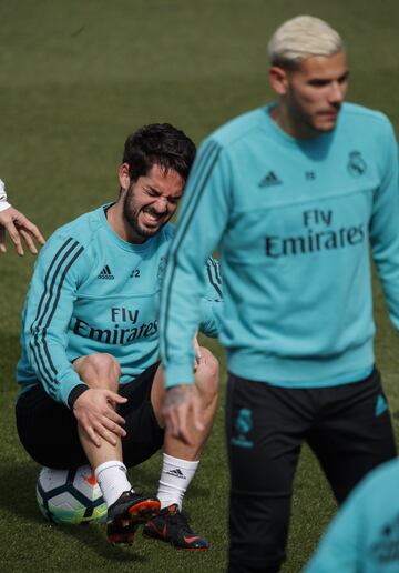 El susto de Isco protagoniza el entrenamiento del Madrid