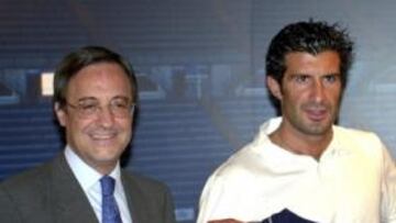 <b>24 DE JULIO. </b>Florentino presentó a Figo sólo 24 horas después de que Gaspart saliera presidente culé.
