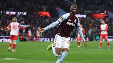 BIRMINGHAM (United Kingdom), 29/01/2026.- Jamaldeen Jimoh-Aloba of Aston Villa celebrates after he scores the 3-2 goal during the UEFA Europa League match between Aston Villa and FC Salzburg, in Birmingham, Britain, 29 January 2026. (Reino Unido, Salzburgo) EFE/EPA/ADAM VAUGHAN