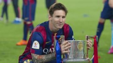 En los 23 partidos de final que ha disputado Messi, correspondientes a 18 finales, hizo 20 tantos. Ha marcado en todas las finales que el Barcelona ha ganado excepto en la Supercopa de Europa de 2009 y en las de Espa&ntilde;a de 2006 y 2013.
 