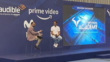 Rafa Nadal interviene en el acto de presentaci&oacute;n del podcast de Audible y la docuserie de Amazon Prime sobre la Rafa Nadal Academy by Movistar.