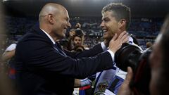 Zidane y Cristiano celebran la conquista de la Liga en M&aacute;laga.
 