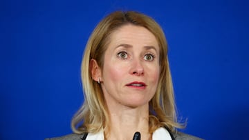 FILE PHOTO: European Union High Representative for Foreign Affairs and Security Policy and European Commission Vice-President Kaja Kallas attends a press conference after a European Group of Five (E5) defence ministers meeting, which includes Britain, France, Germany, Italy, and Poland, together with Kallas, to discuss additional aid for Ukraine, in Berlin, Germany, November 14, 2025. REUTERS/Christian Mang/File Photo