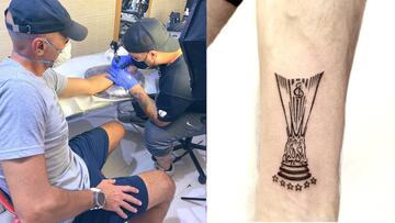 Monchi tatuándose y el resultado.