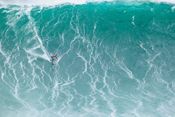 NAZARÉ, PORTUGAL - JANUARY 22: Lucas Chianca of Brazil surfs in Heat 2 at the TUDOR NAZARÉ Big Wave Challenge on January 22, 2024 at Nazaré, Portugal. (Photo by Damien Poullenot/World Surf League)