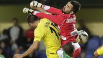 Juan Carlos, durante el partido ante el Villarreal.