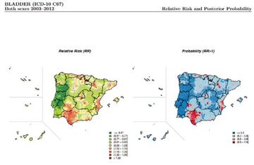 El mapa del cáncer de España y Portugal tiene sorprendentes patrones en los dos países.