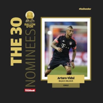 Arturo Vidal, tercer chileno nominado al Balón de Oro, que este año se separó de la FIFA.