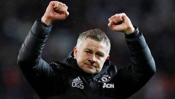 Soccer Football - Premier League - Manchester United v Manchester City - Old Trafford, Manchester, Britain - March 8, 2020  Manchester United manager Ole Gunnar Solskjaer celebrates after the match   REUTERS/Phil Noble  EDITORIAL USE ONLY. No use with una
