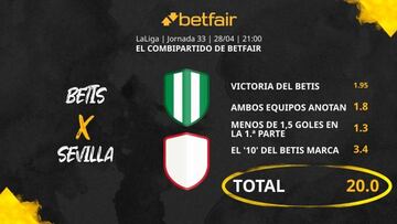 Betis vs. Sevilla: Combipartido de Betfair a cuota 20.0