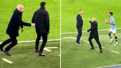 Guardiola invade el área técnica del entrenador del Brujas en plena efervescencia y se vuelve viral