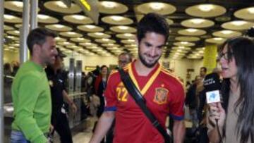 Isco lleg&oacute; ayer a Barajas despu&eacute;s de ganar el Europeo Sub-21 con La Rojita.