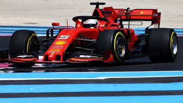 LE CASTELLET, FRANCE - JUNE 21: Sebastian Vettel of Germany driving the (5) Scuderia Ferrari SF90 on track during practice for the F1 Grand Prix of France at Circuit Paul Ricard on June 21, 2019 in Le Castellet, France. (Photo by Charles Coates/Getty Images)