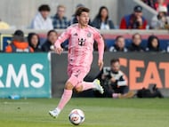 SANDY, UTAH - APRIL 22: Facundo Mura #4 of Inter Miami CF runs with the ball during the MLS match between Real Salt Lake and Inter Miami CF at America First Field on April 22, 2026 in Sandy, Utah. Chris Gardner/Getty Images/AFP (Photo by CHRIS GARDNER / GETTY IMAGES NORTH AMERICA / Getty Images via AFP)