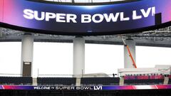 INGLEWOOD, CALIFORNIA - FEBRUARY 01: A view of SoFi Stadium as workers prepare for Super Bowl LVI on February 01, 2022 in Inglewood, California.   Ronald Martinez/Getty Images/AFP
 == FOR NEWSPAPERS, INTERNET, TELCOS &amp; TELEVISION USE ONLY ==