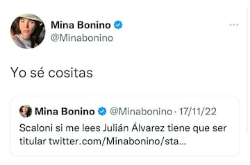 El presagio de Mina Bonino con la revelación del Mundial. TWITTER.