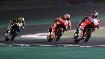 Dovizioso, Márquez y Rossi.