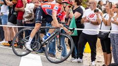 Belgian Remco Evenepoel of Quick-Step Alpha Vinyl pictured in action during stage 18 of the 2022 edition of the 'Vuelta a Espana', Tour of Spain cycling race, from Trujillo to Alto de Piornal (192km), Spain, Thursday 08 September 2022. BELGA PHOTO DAVID PINTENS (Photo by DAVID PINTENS / BELGA MAG / Belga via AFP) (Photo by DAVID PINTENS/BELGA MAG/AFP via Getty Images)