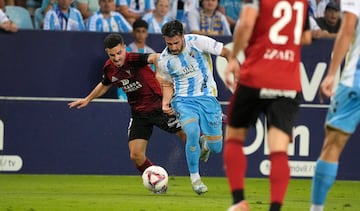 Carlos Puga, durante el Mlaga CF - CD Mirands.