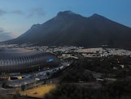 FILE PHOTO: Soccer Football - 2026 World Cup - Official match schedule announcement - Estadio BBVA, Monterrey, Mexico - February 3, 2024 The BBVA Stadium in Monterrey will be one of the three venues in Mexico for the 2026 World Cup in North America. Was built in 2015 and has a capacity for 53,000 people and is one of the most modern stadiums in Latin America. REUTERS/Daniel Becerril/File Photo