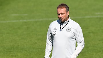 Hansi Flick en un entrenamiento de la selección de Alemania.