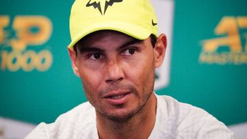 El tenista español Rafa Nadal comparece en rueda de prensa antes del Masters 1.000 de París.