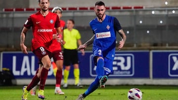 Manu Hernando, central del Amorebieta, contra el Andorra.