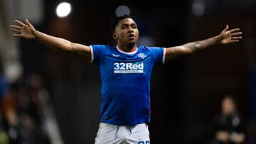 Alfredo Morelos en un partido de Rangers.