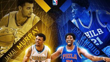 Joel Embiid y Jamal Murray han sido nombrados rookies del mes en la Conferencia Este y Oeste, respectivamente.