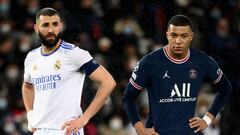 Mbappé junto a Karim Benzema en los octavos de Champions.