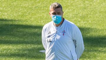 &Oacute;scar Garc&iacute;a, durante un entrenamiento del Celta en Bala&iacute;dos. 