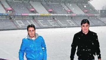 López y León sobre el estadio nevado de Zorrilla