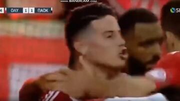 James Rodríguez celebra su golazo ante PAOK