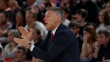 El entrenador del Barcelona, Sarunas Jasikevicius, habl¨® tras la victoria de su equipo ante el Breog¨¢n, en la 20? jornada de la Liga Endesa 2022-23.