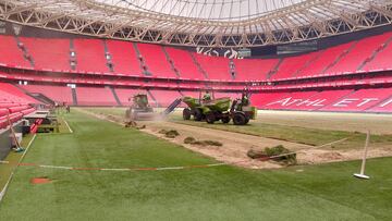 San Mamés renueva su alfombra